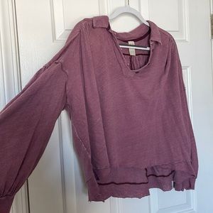 Free people oversized collared blouse. Dusty pink. Size large.